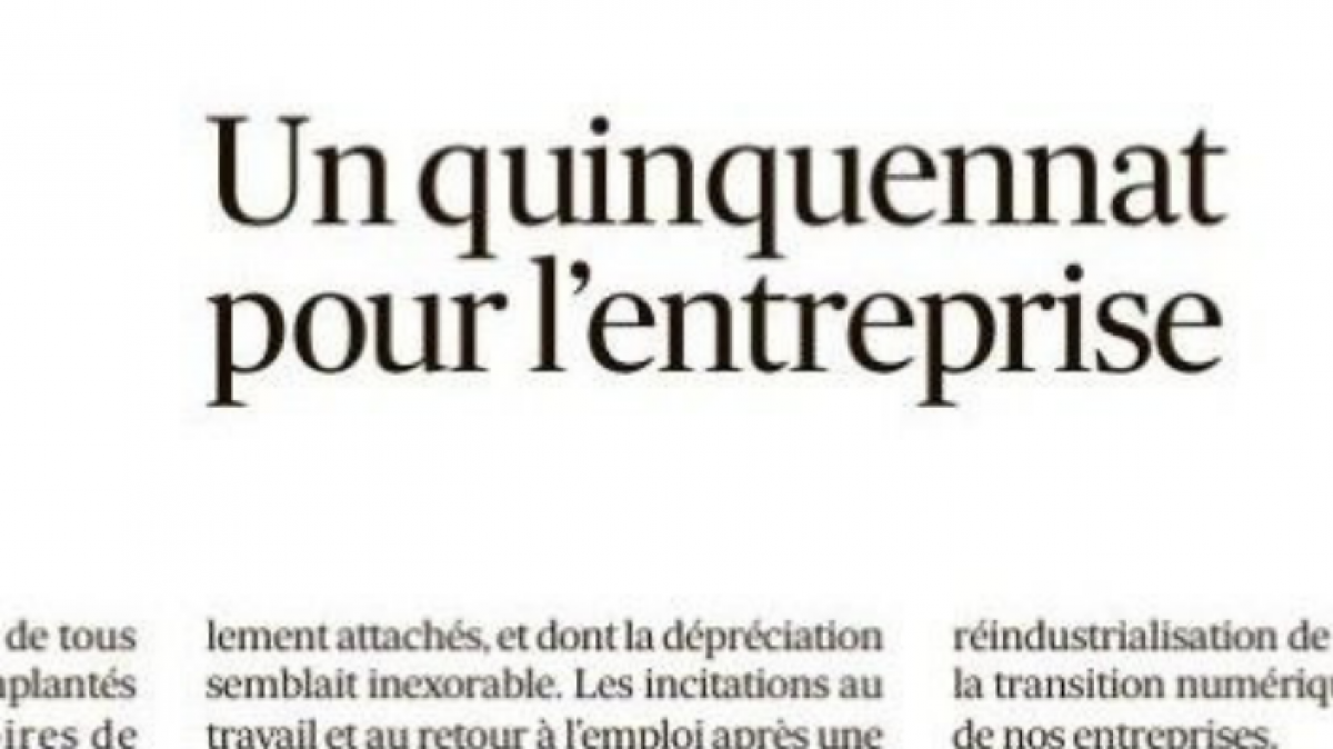 Un quinquennat pour l'entreprise